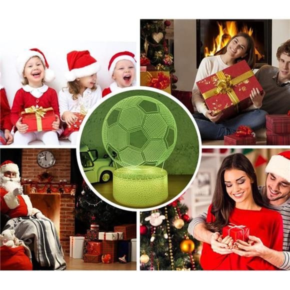 Soccer Gifts 3D Night Light for Kids,Soccer 3D Illusion Lamp 16 Colors Dimmable - Picture 6 of 6